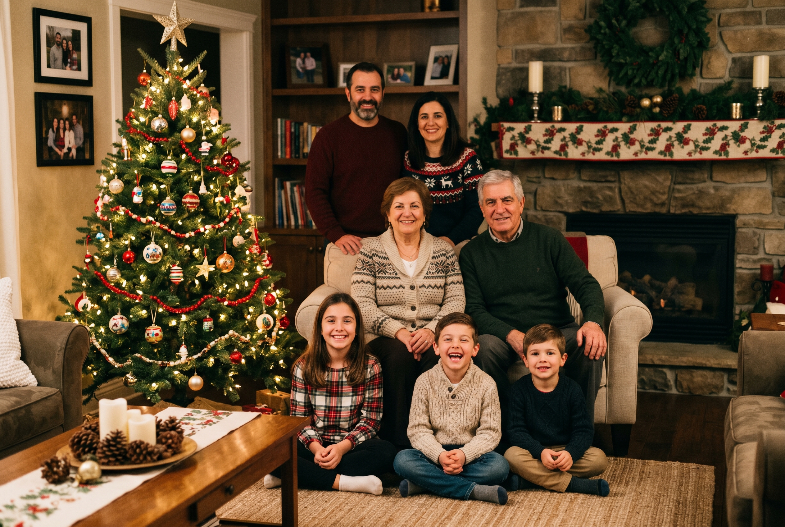 Family portrait from a holiday gathering.