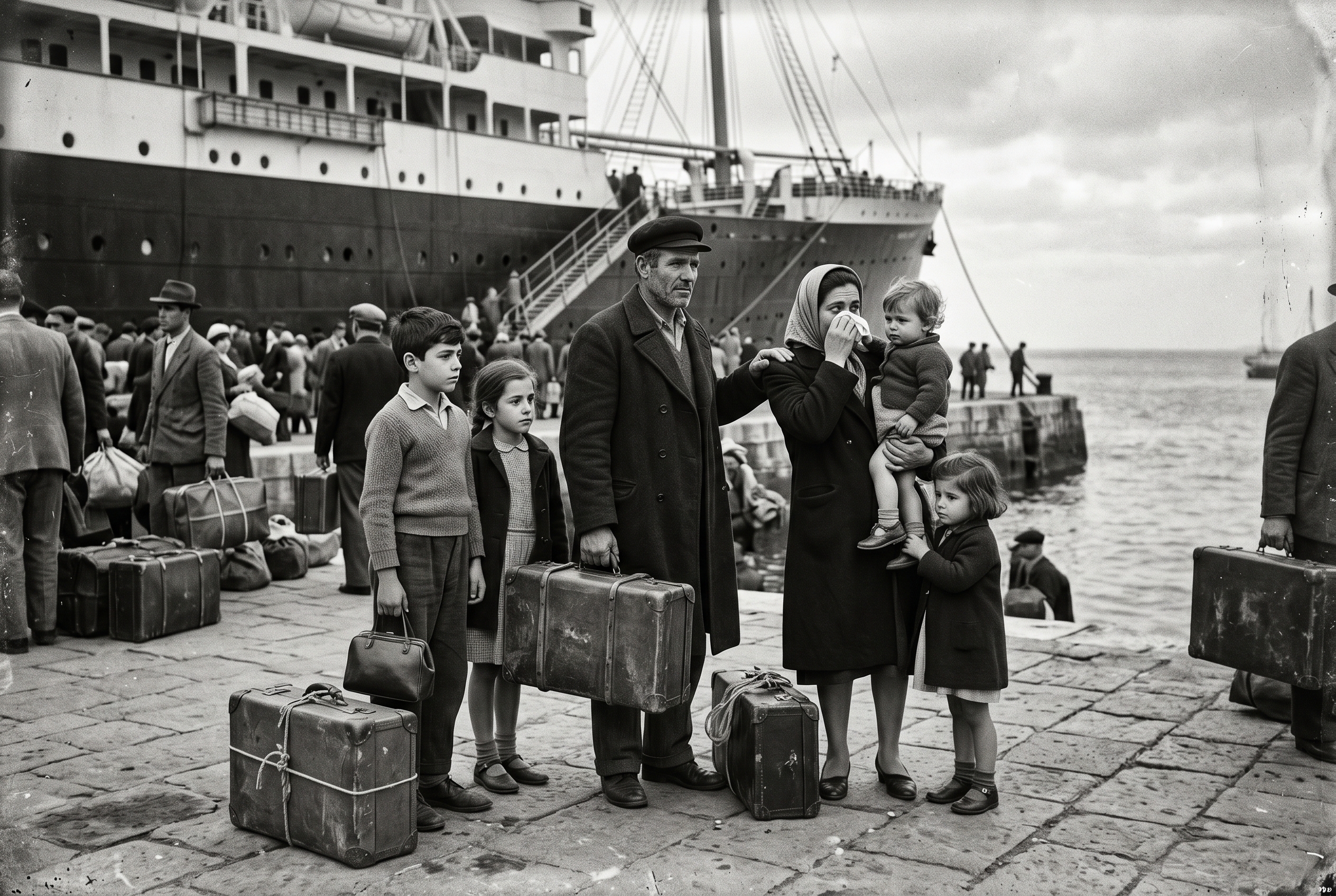 Archival departure photograph representing migration from Portugal.